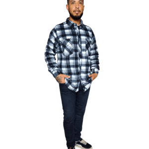 Camisa Xadrez Masculina Manga Comprida Preto e Branco