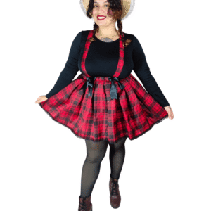 Saia com Suspensório Vermelho e Preto