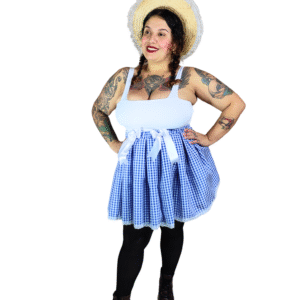 Saia Quadriculada Azul Royal e Branco