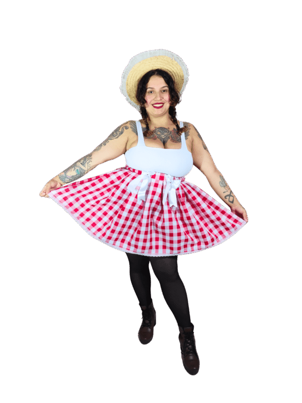Saia Quadriculada Vermelho e Branco
