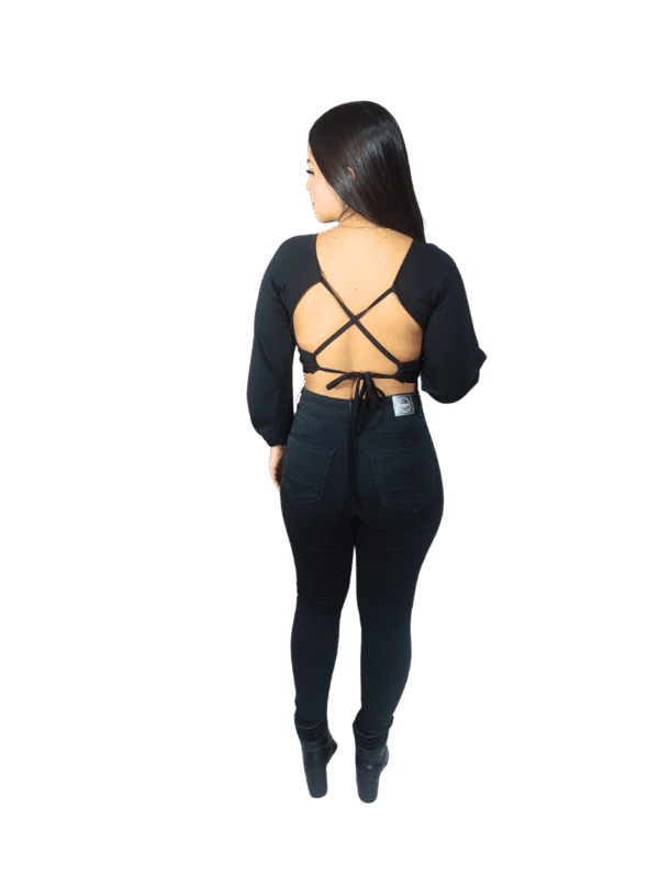 Cropped Feminino Manga Longa Amarração nas Costas - Image 2