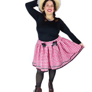 Saia Quadriculada Vermelho e Preto
