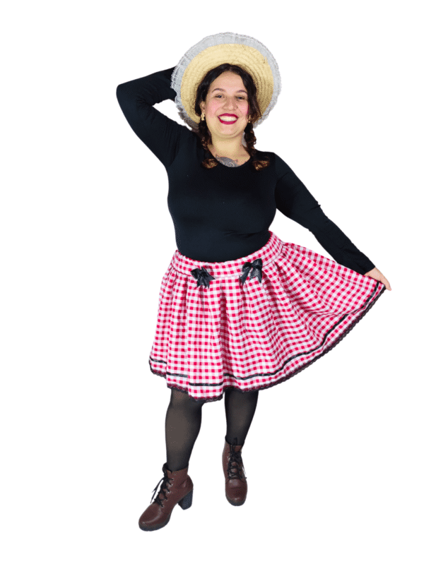Saia Quadriculada Vermelho e Preto