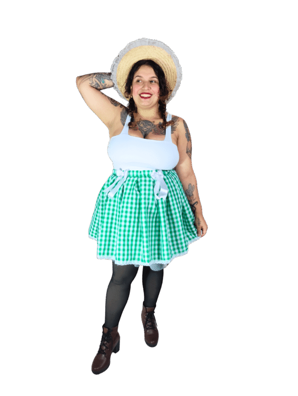 Saia Quadriculada Verde e Branco