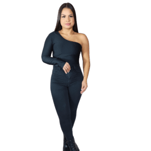 Cropped Feminino Manga Longa Um Ombro Só