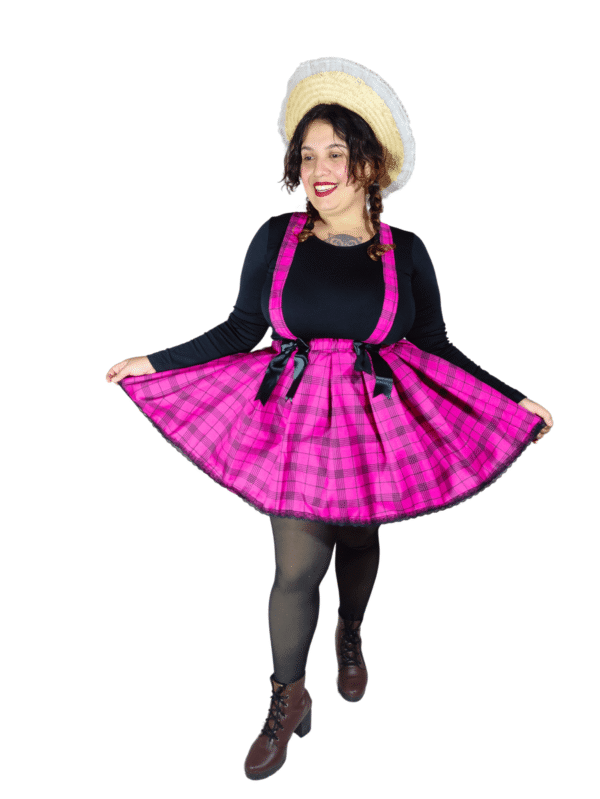 Saia com Suspensório Rosa e Preto - Image 2