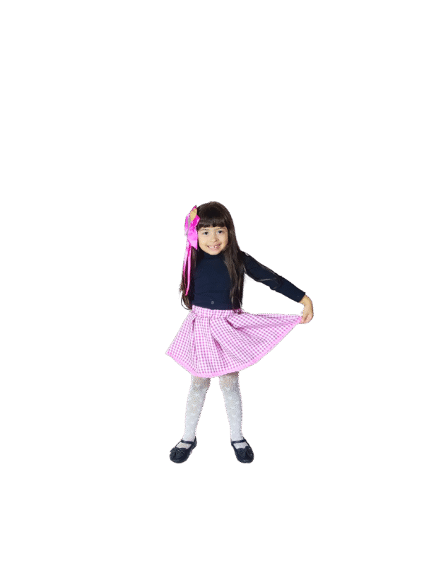 Saia Quadriculada Infantil Rosa Claro - Image 2