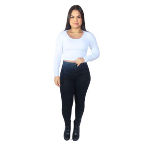 Cropped Feminino Manga Longa Canelado