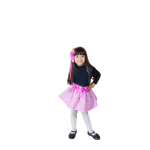 Saia Quadriculada Infantil Rosa Claro
