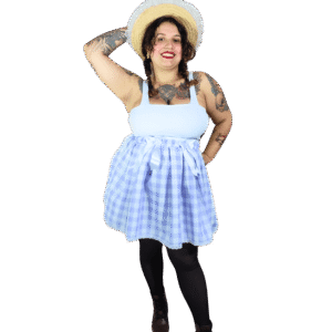 Saia Quadriculada Lilás e Branco