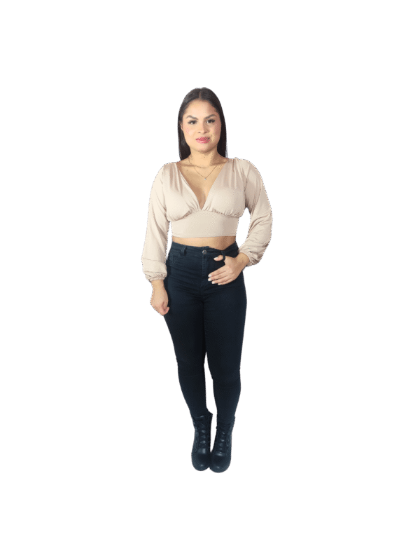 Cropped Feminino Manga Longa Amarração nas Costas - Image 3