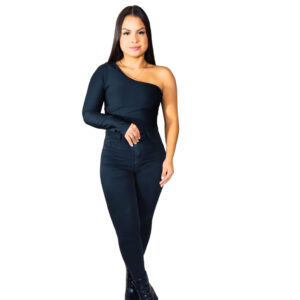 Body Feminino Manga Comprida Um Ombro Só