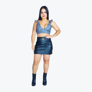 Top Xadrez Frizado Preto e Branco